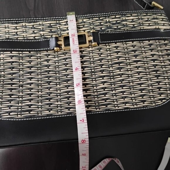 Etienne Aigner Handbag Jute Straw Woven with Black Accents - Picture 11 of 12